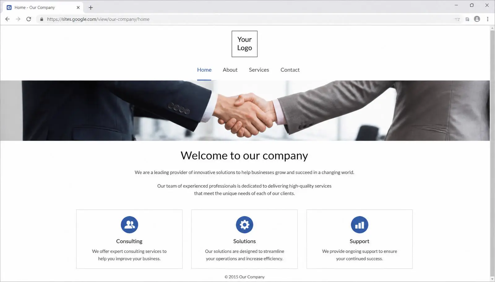 Antes, site amador estilo template básico